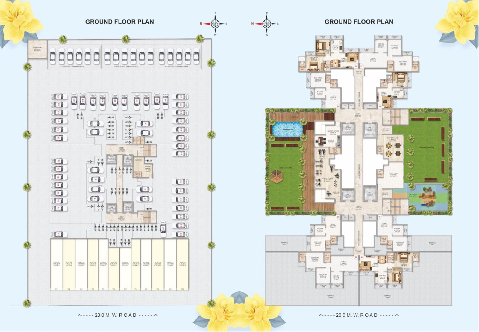 2BHK Suprime – Buildup 975 Area 610 Price: 57lac + taxe