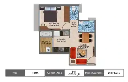 1 BHK Floor Plan
