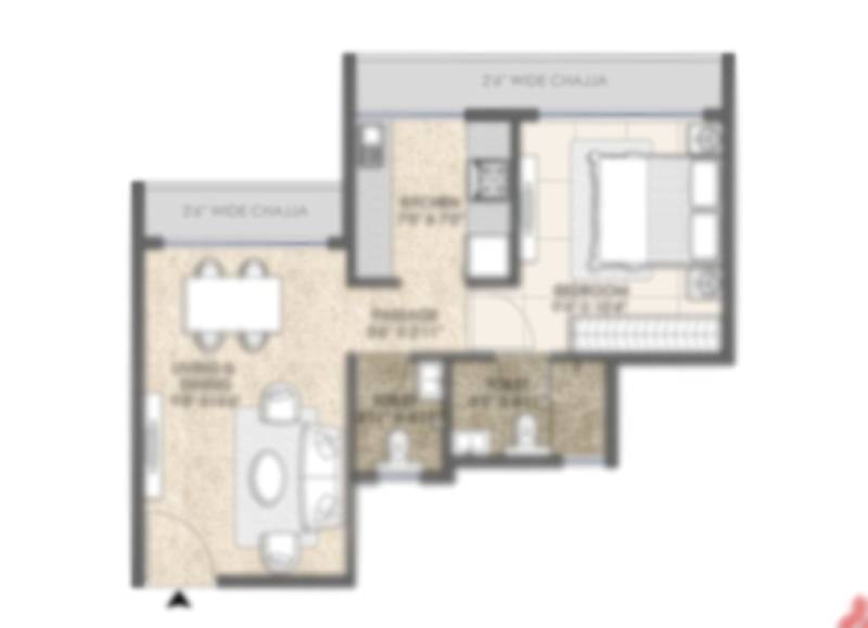 The Nest 1 BHK Floor Plan