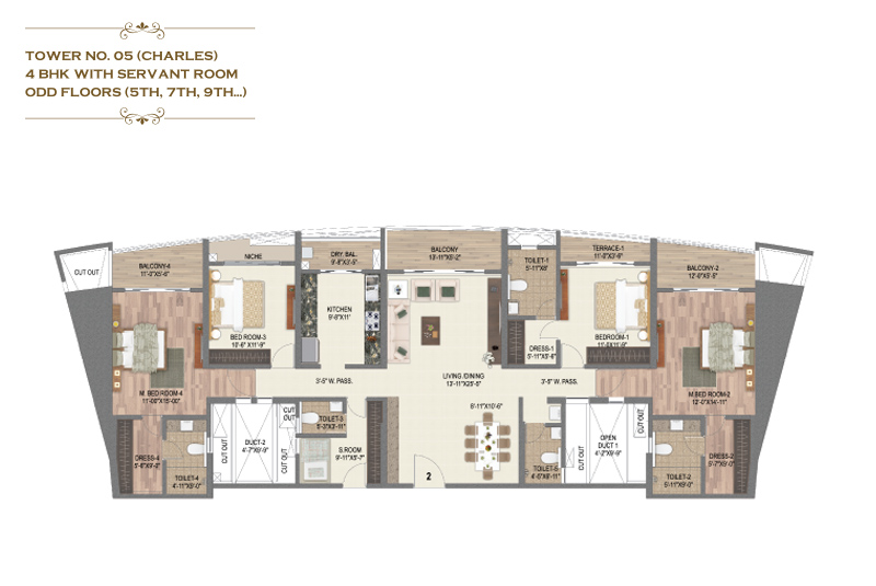 Paradise Sai World Empire 4 BHK Floor Plan