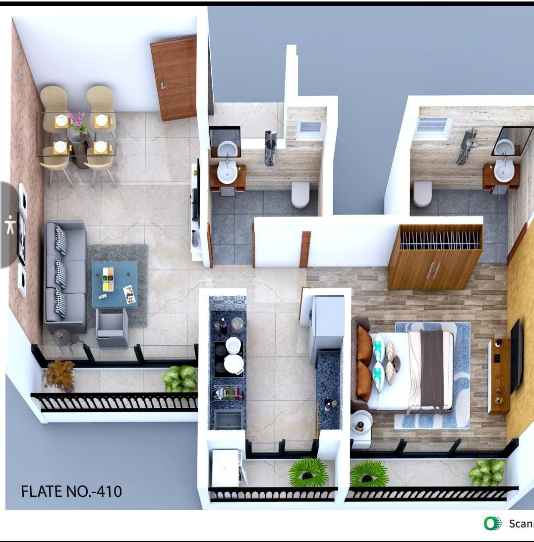 1 BHK Floor Plan