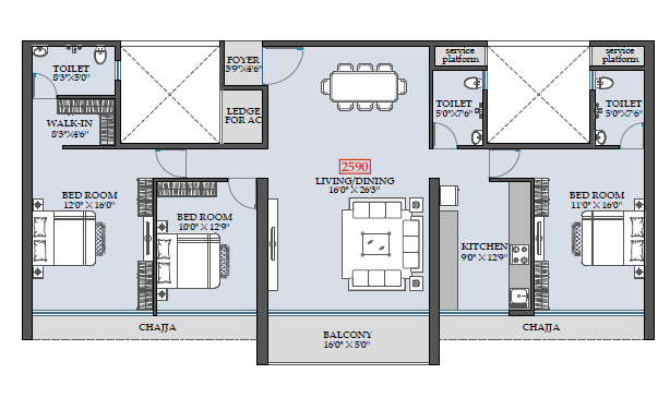 3 BHK Plan