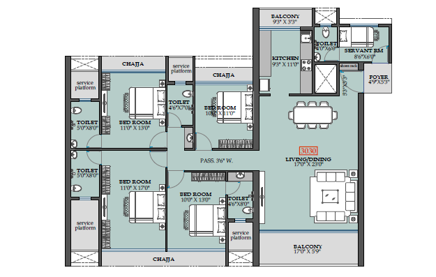 4 BHK Plan