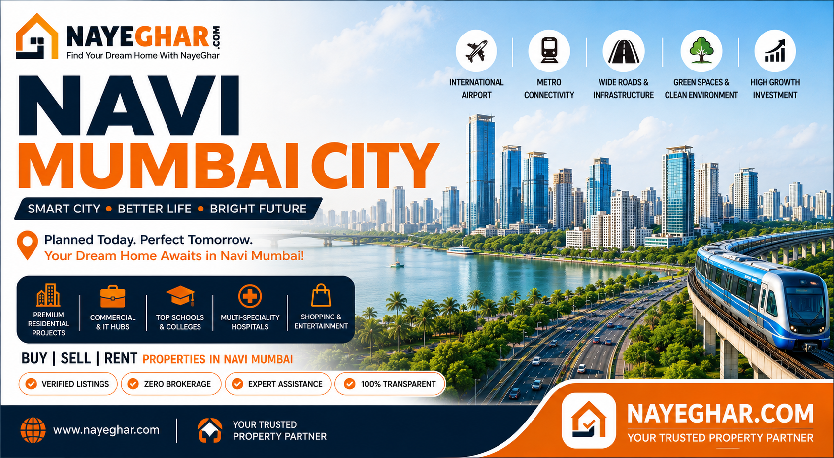 Explore Navi Mumbai City with this complete 2026 guide covering history, infrastructure, airport, metro, real estate, connectivity, top locations, and investment opportunities.