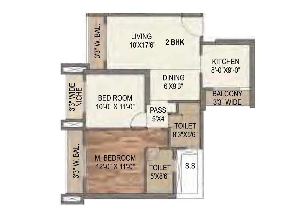 Satyam Surya Manhattan 2 BHK Floor Plan